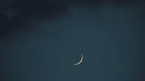 Crescent young Moon with stars, planets and some clouds. - Powered by Shutterstock - Get 15% off with code: PIKWIZARD15