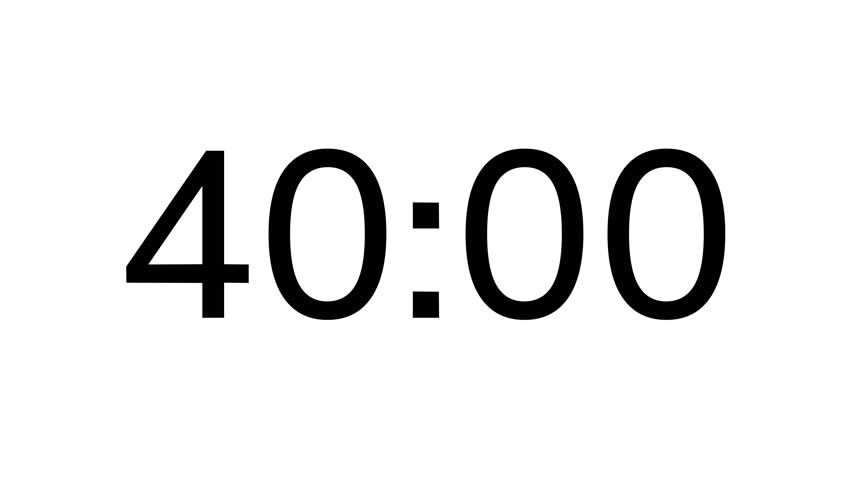 Countdown timer from 40 minute to 39 minute on white background