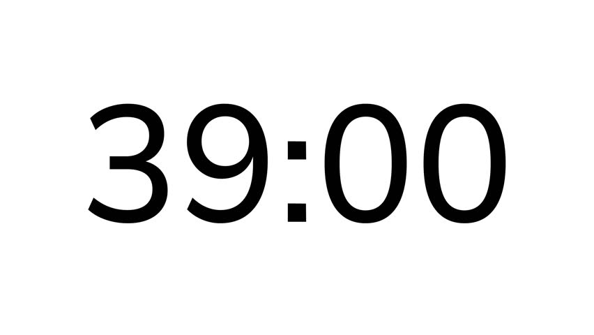 Countdown timer from 39 minute to 38 minute on white background