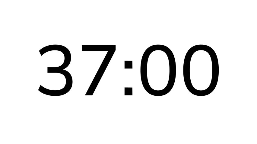 Countdown timer from 37 minute to 36 minute on white background