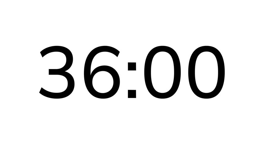 Countdown timer from 36 minute to 35 minute on white background