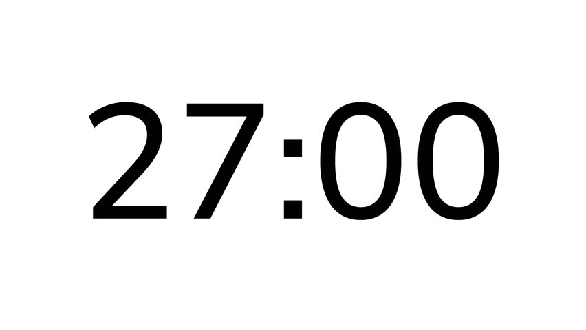 Countdown timer from 27 minute to 26 minute on white background