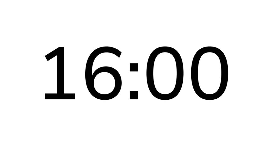 Countdown timer from 16 minute to 15 minute on white background