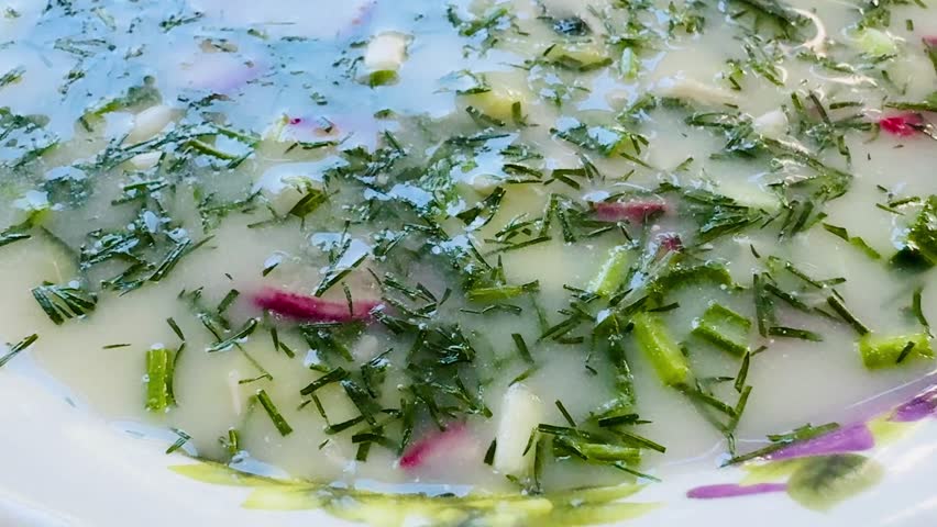 Okroshka cold soup, summer eat