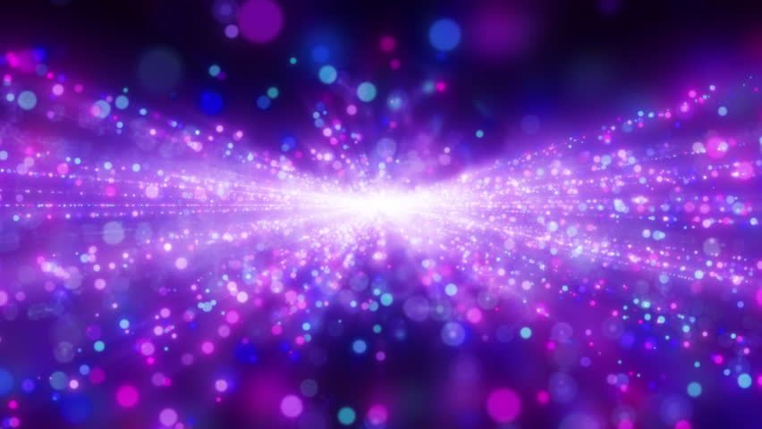 4K Purple Particle Explosion Abstract Light Burst with Bokeh Effect Animation Video. Glowing energy particles on dark background.