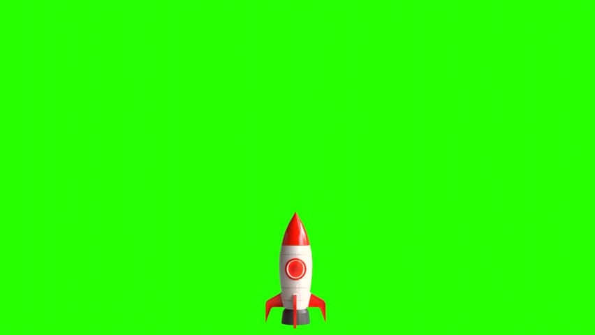 Rocket launch on green screen