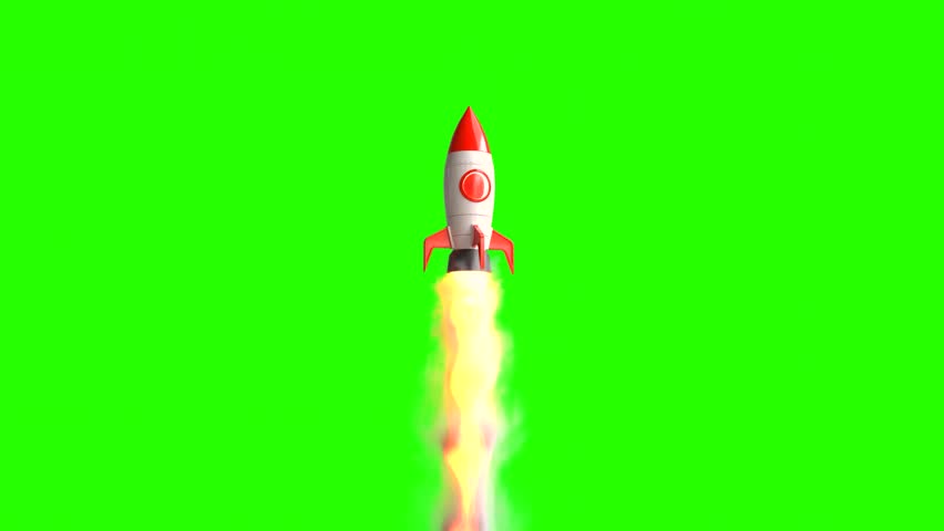 Rocket launch on green screen