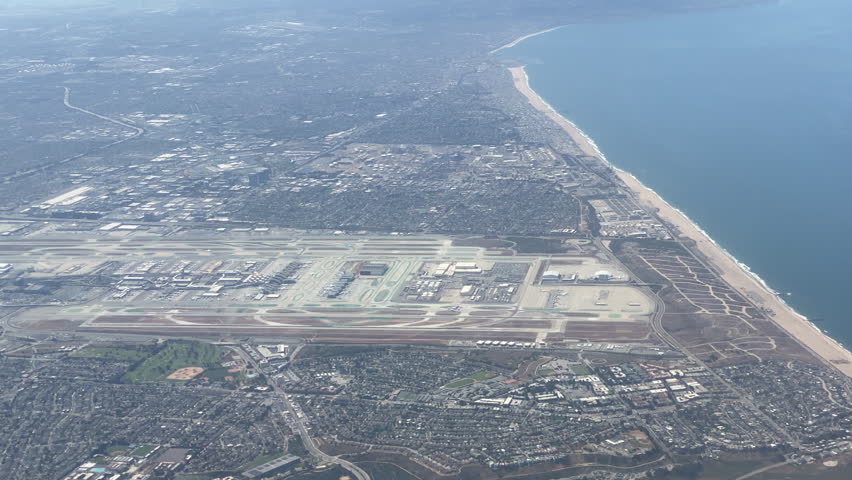 Los Angeles International Airport seen from above looking south during arrival