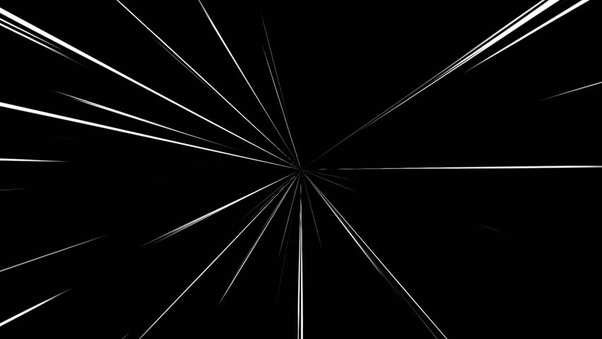 glowing white energy color speed line black background animation. Radial speed or action lines anime comic black screen, Anime comic book Action speed lines animation effects  Overlay. 4k background