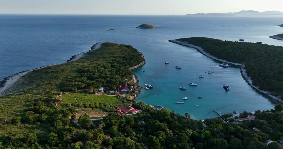 Aerial View Of Hvar Vira Ferry Port In Hvar, Croatia.