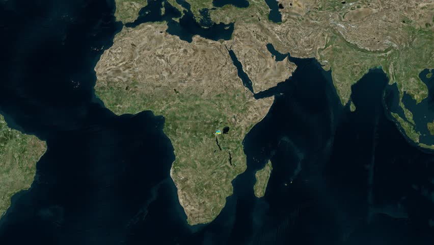 Rwanda map with flag animation