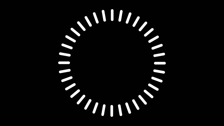 Rotating circular white lines frame. Loop animation (Transparent background)