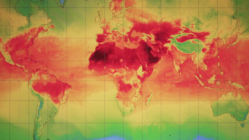 The weather forecast interface on the digital screen shows the temperature., Global warming concept
