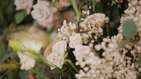 Close-up of pastel roses in blush pink, cream, and beige. A soft, romantic floral composition perfect for weddings, vintage themes, or elegant design inspiration. - Powered by Shutterstock - Get 15% off with code: PIKWIZARD15