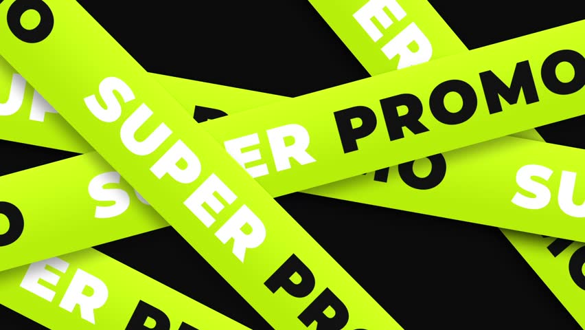Animated Super Promo Tape Background. Moving  Promotional Tape, for Discount and Shopping Video