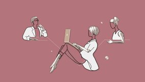 A confident female colleague working remotely on a laptop and communicating with two colleagues via video conference, symbolizing remote teamwork, digital workflow and modern communications. - Powered by Shutterstock - Get 15% off with code: PIKWIZARD15