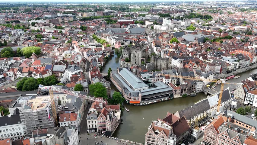 Ghent historical centre Belgium
drone, aerial , 4K video footage