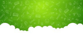 Back to school poster set. Collection with animated hand draw doodle style with school stationery, supplies on green background. White cloud frame with copy space. - Powered by Shutterstock - Get 15% off with code: PIKWIZARD15