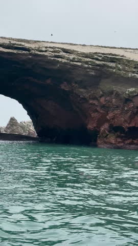 A beautiful shot of cliffs in Ballestas Islands. Peru