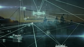 Five women securing volleyball net at sunset beach generating technology overlay during volleying. Sports, team, collaboration, outdoor, digital, connectivity, fitness - Powered by Shutterstock - Get 15% off with code: PIKWIZARD15