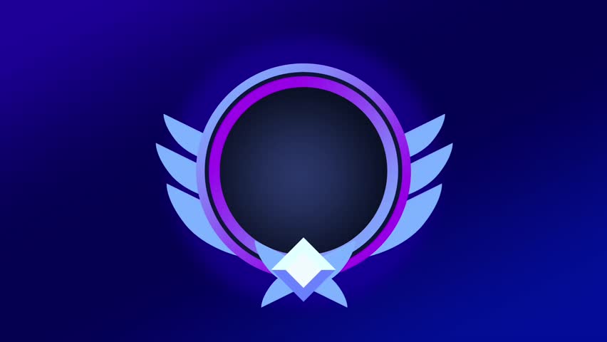 Vibrant winged black badge with a blue glow denoting elite status, tactical dominance, and prestigious rank in a virtual competition