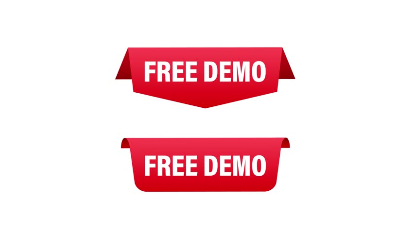 Red Free Demo Ribbons Appearing on White and Green Screen Background