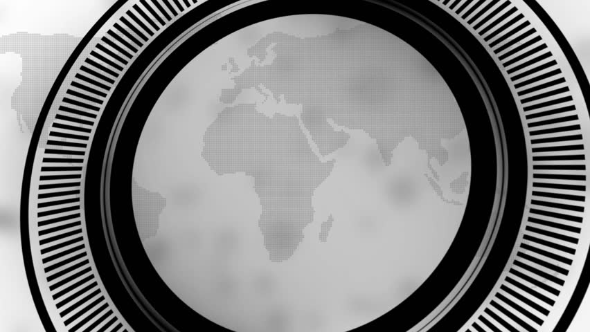 Animated abstract new product launch graphic against a subtle world map with radial lines and circles creating a modern design.