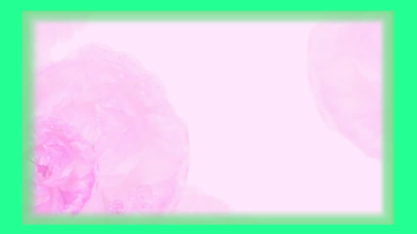 Rectangular animation neon  frame on abstract floral background. Changing colors, multi layered effect, copy space. Place for information