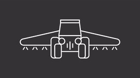 Animated irrigation system white line icon. Field watering machinery animation. Agricultural technology of plant care. Farming. Isolated element on dark background. Alpha transparent video - Powered by Shutterstock - Get 15% off with code: PIKWIZARD15