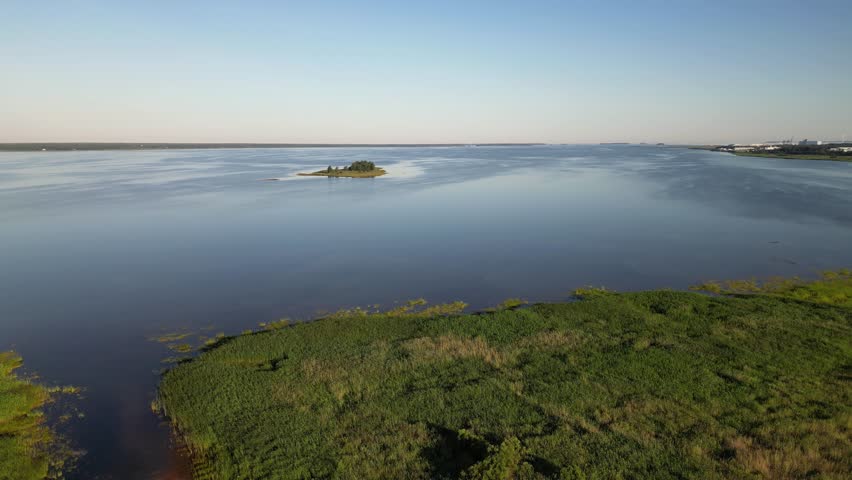 Aerial view of the Kempeleenlahti bay, Oulu Finland