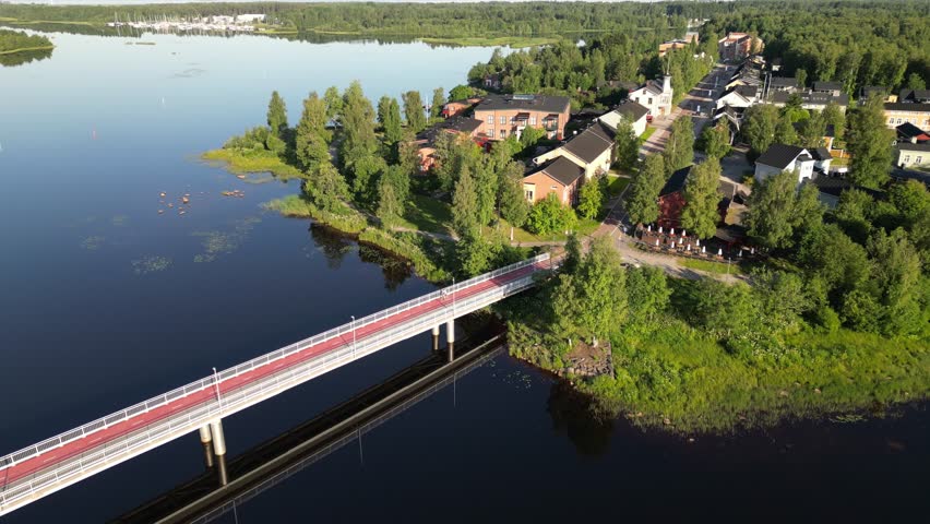 Summer morning aerial view, Oulu Finland