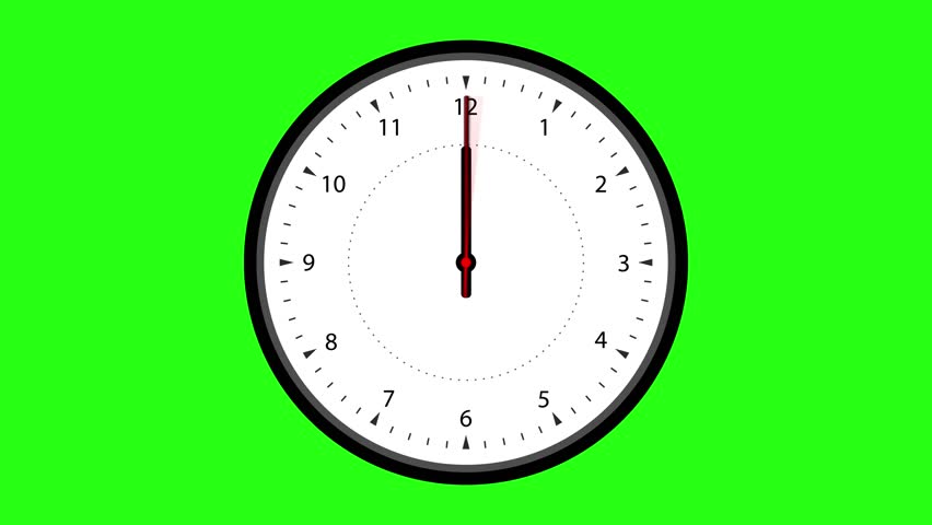 12 Hours Clock Time Lapse Green Screen Alpha Loop. Time passing fast animation with black and white analog wall clock isolated on green screen. Seamless loop of fast movement clock hands motion blur. - Powered by Shutterstock - Get 15% off with code: PIKWIZARD15