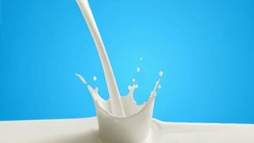 Pouring milk creates beautiful ripples and waves. Milk, Pouring, Slow Motion, Blue Background, Studio Shot, High-Speed Capture - Powered by Shutterstock - Get 15% off with code: PIKWIZARD15
