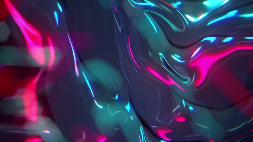 4K seamless liquid black chrome animation with futuristic synthwave vibes, neon reflections, and ambient motion. Ideal for VJ loops, relaxation, meditation, and cyberpunk visuals.