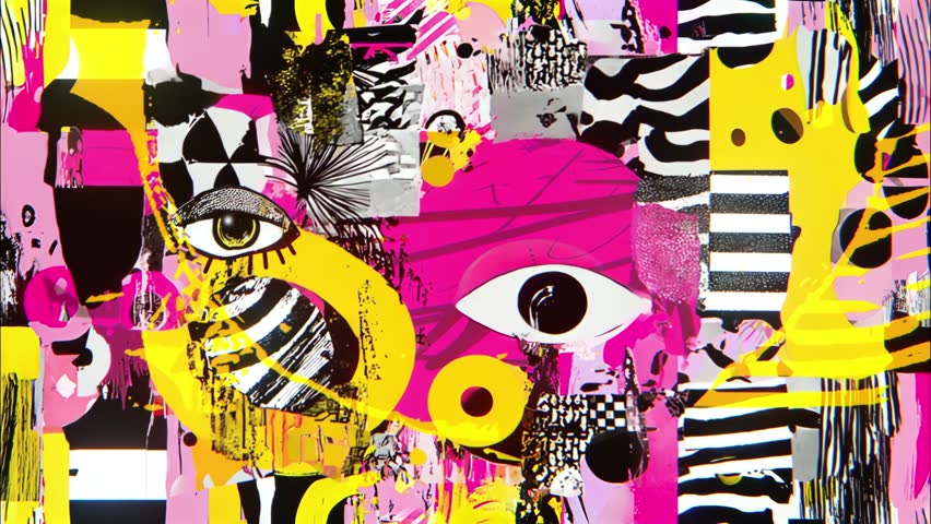 Psycho Pop Acid Loop – 4K Abstract Visual in Neon Pink, Yellow, and Black with Fast Glitchy Motion for VJing, Fashion Visuals, Motion Design and Trippy Party Backgrounds