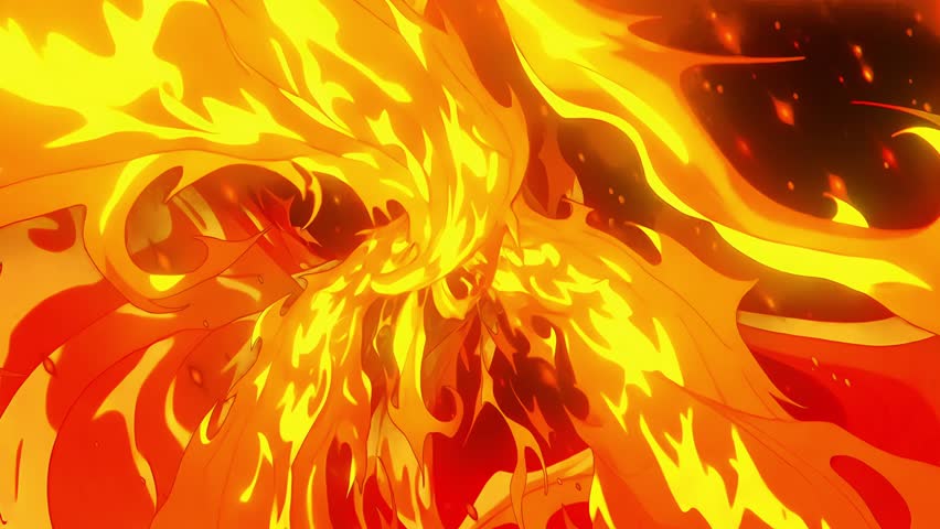 Anime Fire Tunnel – Seamless 4K 2D loop with high-energy stylized flames in anime style. Perfect for VJ visuals, music backdrops, intros, and explosive animated backgrounds.