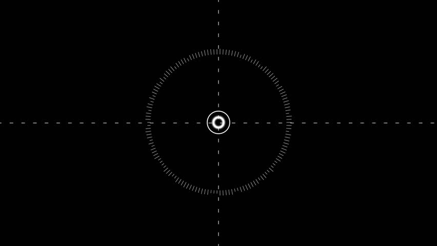 Digital Cross hairs overlay scanning black screen searching for target