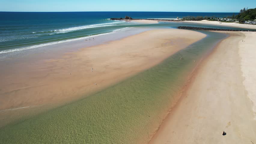 Scenic View Of Palm Beach In Gold Coast, Queensland, Australia - Drone Shot