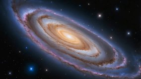 A stunning image of a spiral galaxy with a glowing core and bluish-pink spiral arms, set against the dark, star-filled background of deep space. 4k - Powered by Shutterstock - Get 15% off with code: PIKWIZARD15