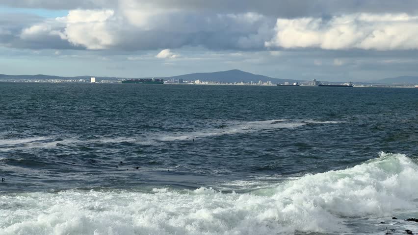 View across Table Bay from Sea Point in Cape Town, South Africa.