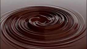 A realistic 3D animation of a rich, glossy dark chocolate swirl, showing a mesmerizing, hypnotic vortex of melting ganache or syrup in a satisfying seamless - Powered by Shutterstock - Get 15% off with code: PIKWIZARD15