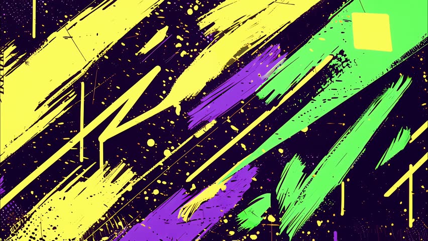 Bold animated graffiti background with comic-inspired strokes, zigzag elements, and colorful glitch energy. Perfect for music videos, live shows, or retro edits.