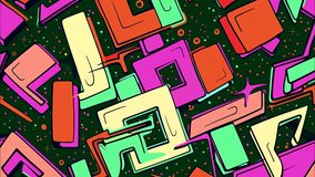 Looped cartoon-style pattern animation with psychedelic color bursts, funky graffiti shapes, and sharp comic-inspired strokes. Ideal for VJs and edgy video backgrounds. - Powered by Shutterstock - Get 15% off with code: PIKWIZARD15