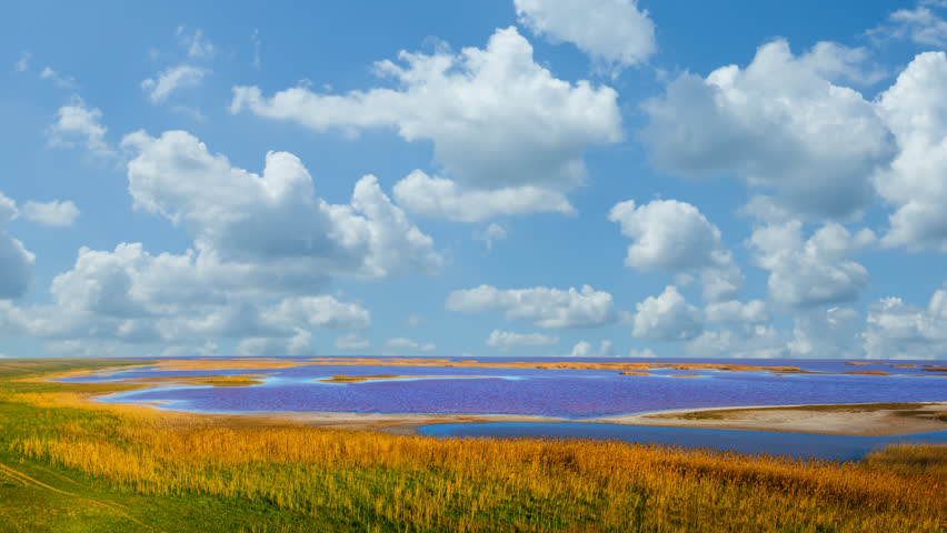 Sivash sea panorama, Crimea, Ukraine time lapse scene