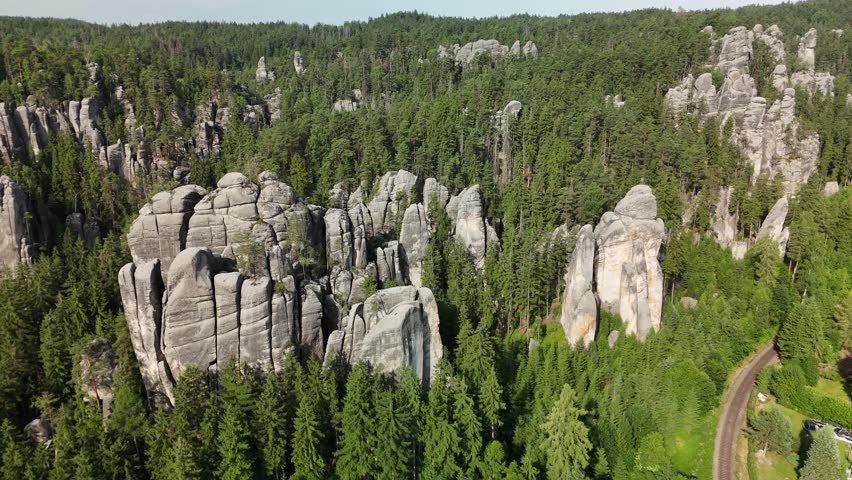 Aerial View of Teplice Rocks in Adrspach Teplice Mountain Park, Bohemia, Czech Republic