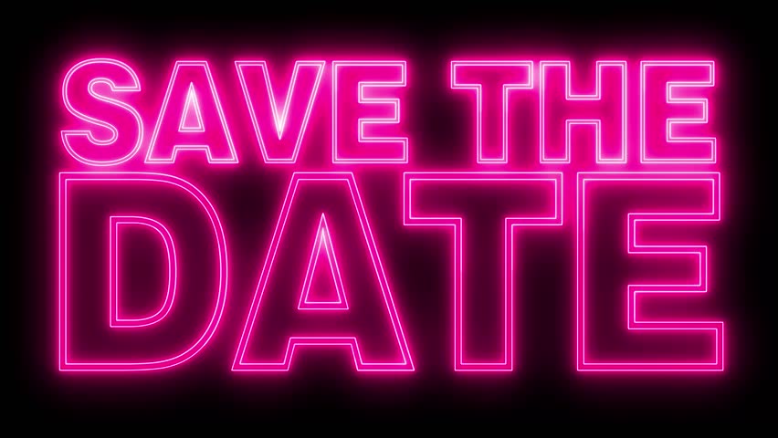 Save the date neon sign. Neon sign Save the date. Save the date logo.