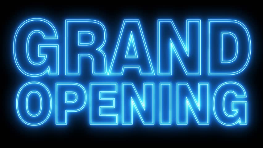 Grand Opening neon sign. Neon sign Grand Opening. Grand Opening letter neon logo animation.	
