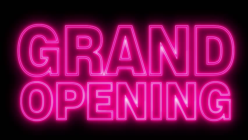 Grand Opening neon sign. Neon sign Grand Opening. Grand Opening letter neon logo animation.	
