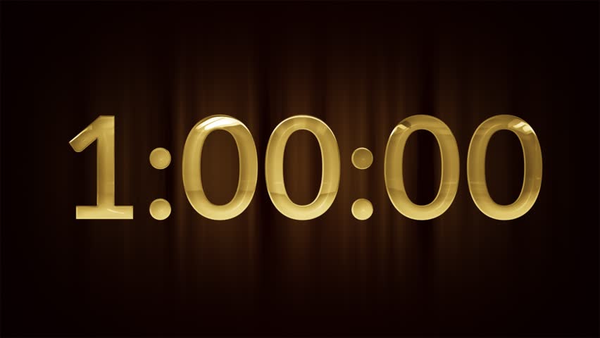 A luxurious minute timer with glowing golden numbers against a subtle, dark, blurred background, enhancing focus on the countdown. Ideal for New Year's Eve, broadcasts, events