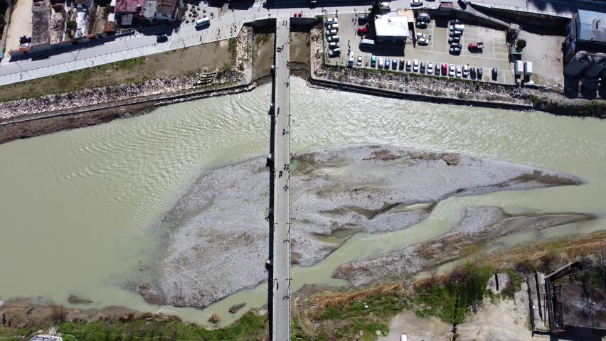 Albania 4K. Berat. Most Beautiful Town. Drone High Angle. Osum River